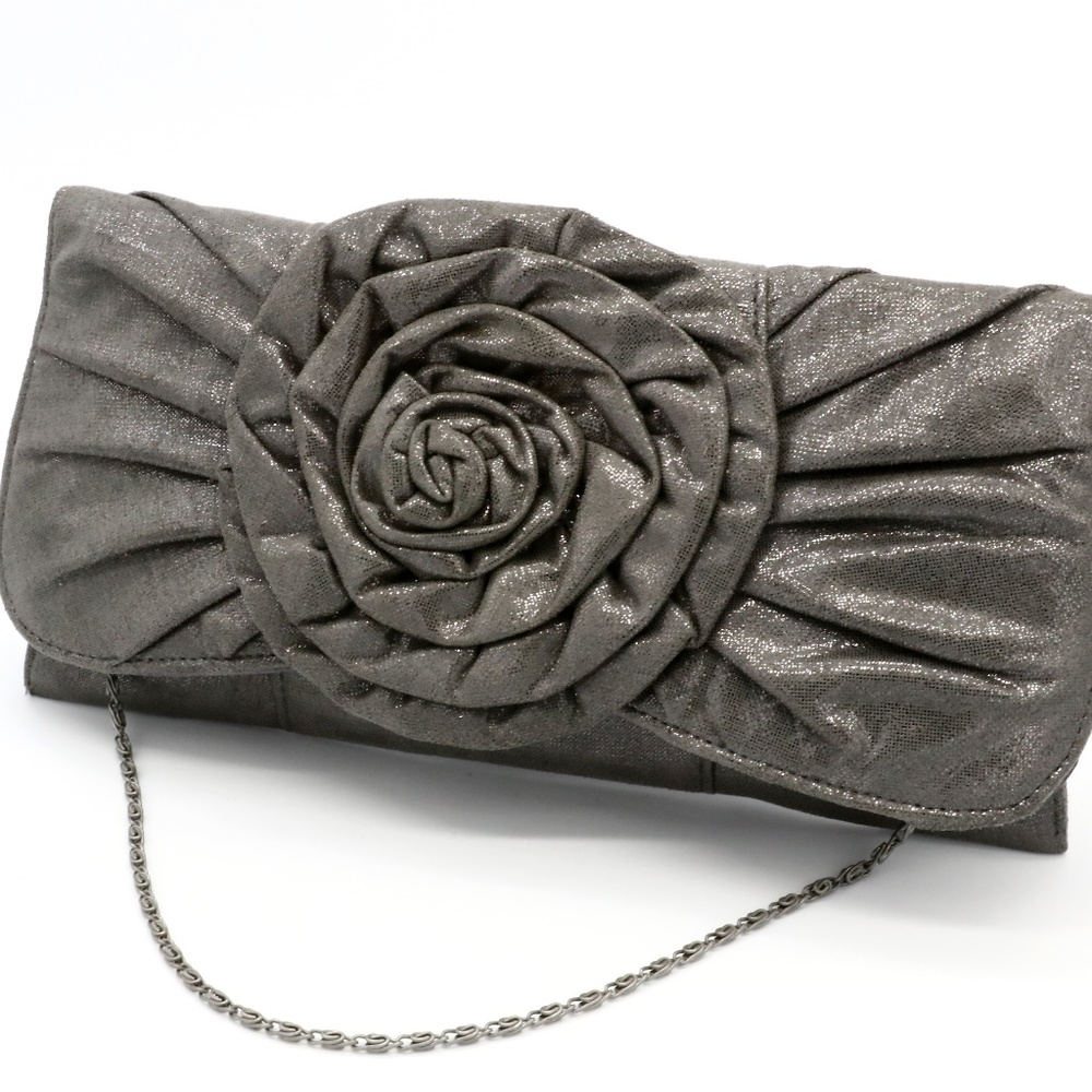 LULU TOWNSEND GRAY SHIMMERY CLUTCH